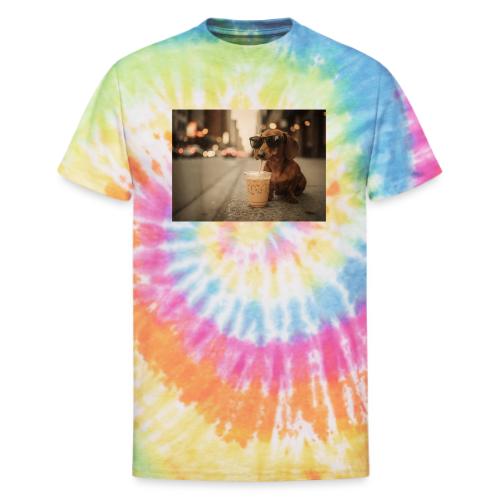 Funny Dachshund Iced Coffee Lover Tee - Unisex Tie Dye T-Shirt
