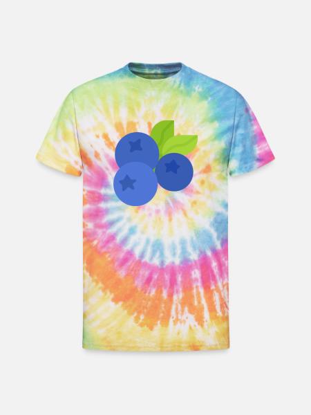 Fresh Blueberry Botanical Illustration - Unisex Tie Dye T-Shirt - rainbow