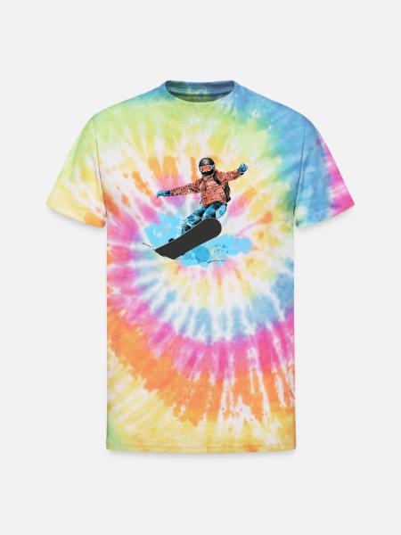 Snowboard Jump Neon Splash - Unisex Tie Dye T-Shirt - rainbow