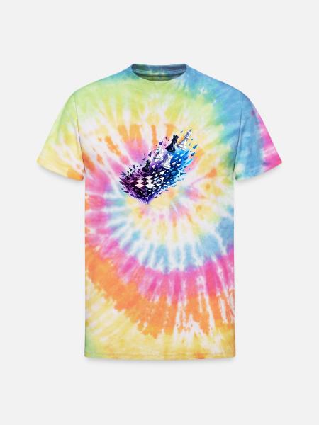 Chromatic Chess Glyph Burst - Unisex Tie Dye T-Shirt - rainbow
