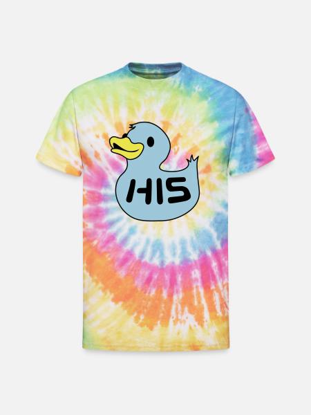 Rubber duckie his - Unisex Tie Dye T-Shirt - rainbow