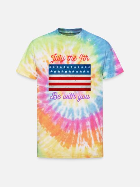 July the 4th - Unisex Tie Dye T-Shirt - rainbow