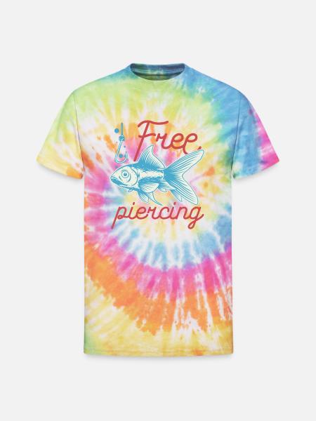 Fishing Free Piercing - Unisex Tie Dye T-Shirt - rainbow