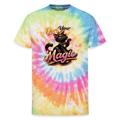 Own Your Magic – Glam Black Cat - Unisex Tie Dye T-Shirt