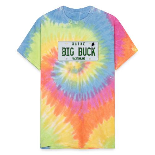 Maine LICENSE PLATE Big Buck Camo - Unisex Tie Dye T-Shirt