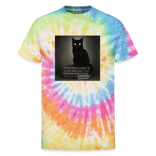 Cat on Banned Books - Unisex Tie Dye T-Shirt