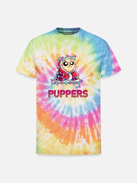 Comfy Christmas Pupper - Unisex Tie Dye T-Shirt - rainbow