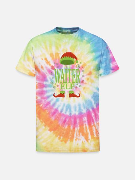 Waiter Christmas Elf - Unisex Tie Dye T-Shirt - rainbow