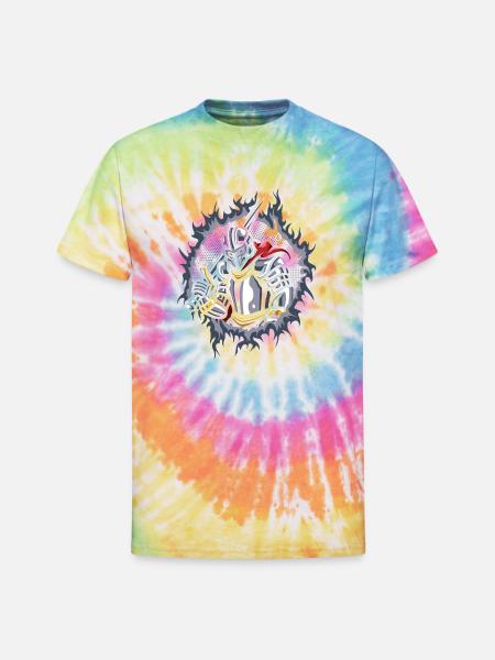 Knight With Halftone Fire Background - Unisex Tie Dye T-Shirt - rainbow