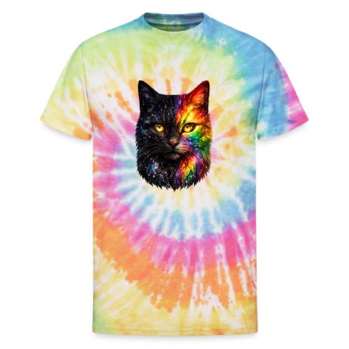 Cosmic Galaxy Rainbow Cat - Unisex Tie Dye T-Shirt