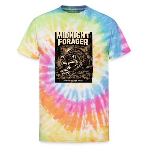 Midnight Forager Raccoon Mushroom Hunter - Unisex Tie Dye T-Shirt