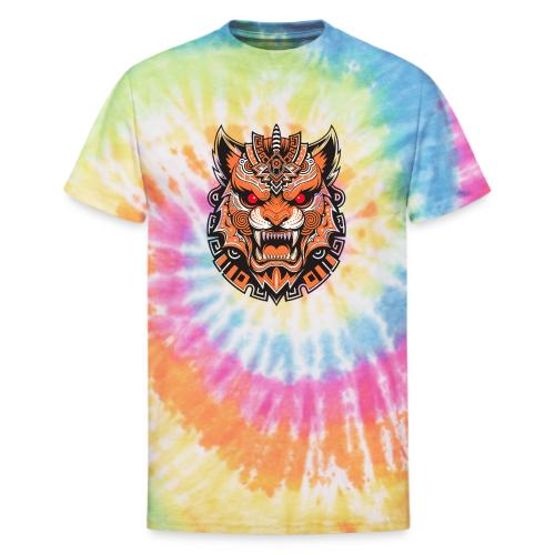Tribal Demon Wolf Mask - Unisex Tie Dye T-Shirt
