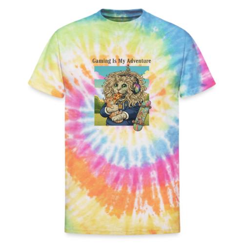 Gaming Cat Adventure: Pizza & Skates - Unisex Tie Dye T-Shirt