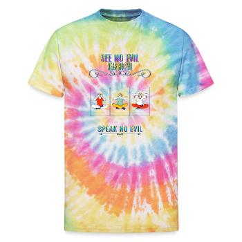 See No Evil Hear No Evil Speak No Funny Graphic - Unisex Tie Dye T-Shirt - rainbow - Front