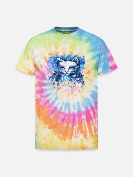 Blue Cat Real - Unisex Tie Dye T-Shirt - rainbow