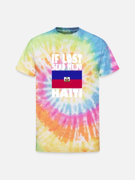 Haiti Flag Saying - Unisex Tie Dye T-Shirt - rainbow
