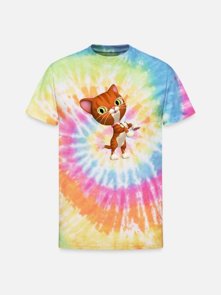 Orange Tabby Cat - Unisex Tie Dye T-Shirt - rainbow