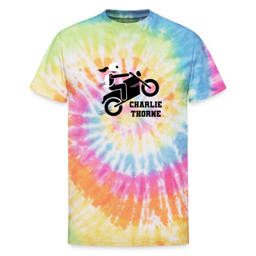 Charlie Thorne (motorcycle with text) - Unisex Tie Dye T-Shirt
