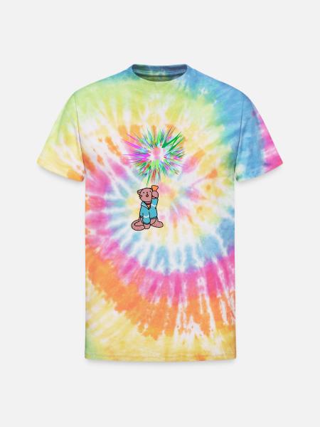 Cat with flashlight - Unisex Tie Dye T-Shirt - rainbow