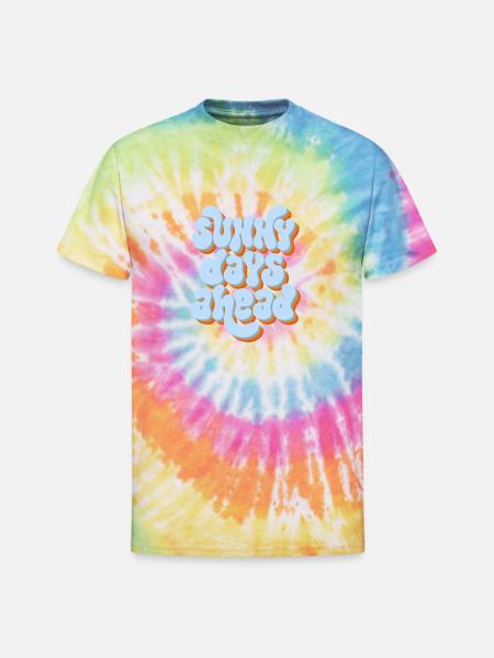Sunny Days Ahead Retro 3D Typography Design - Unisex Tie Dye T-Shirt - rainbow