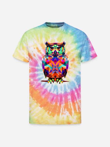 Polygon owl - Unisex Tie Dye T-Shirt - rainbow