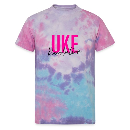 Front Only Pink Uke Revolution Name Logo - Unisex Tie Dye T-Shirt