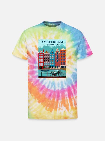 Amsterdam Travel - Unisex Tie Dye T-Shirt - rainbow