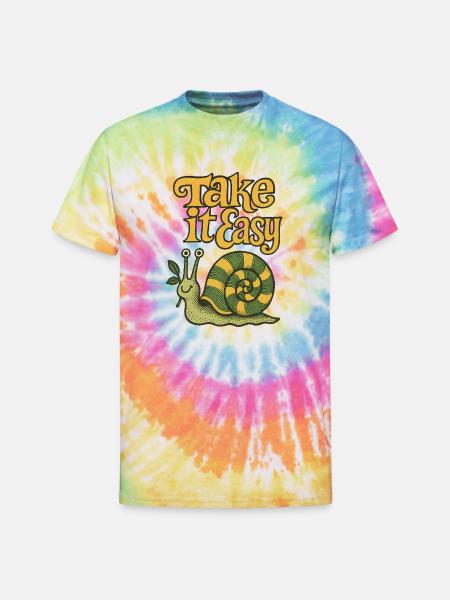 Take is Easy Snail - Unisex Tie Dye T-Shirt - rainbow