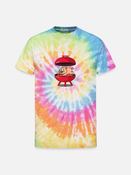 Pig Pig BBQ - Unisex Tie Dye T-Shirt - rainbow
