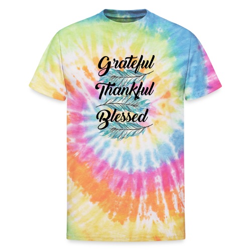 feather blue grateful thankful blessed - Unisex Tie Dye T-Shirt