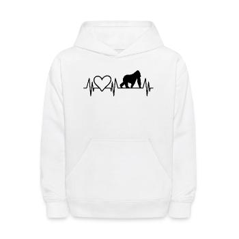 Ape Heartbeat Heart - Kids' Hoodie - white - Front
