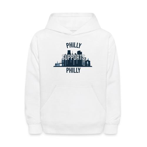 Philly Supports Philly skyline blue transparentbg - Kids' Hoodie