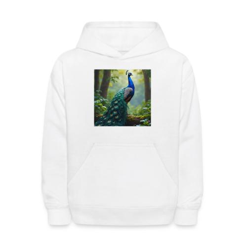 Majestic Peacock in Enchanted Forest - Kids' Hoodie