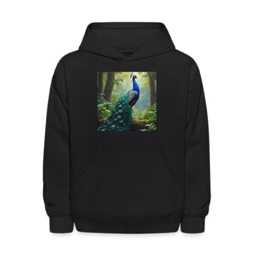 Majestic Peacock in Enchanted Forest - Kids' Hoodie