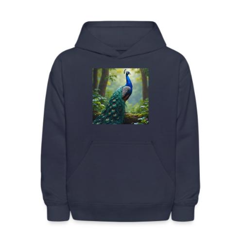 Majestic Peacock in Enchanted Forest - Kids' Hoodie