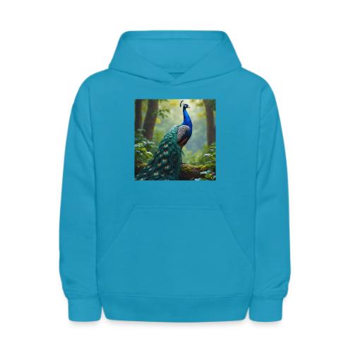 Majestic Peacock in Enchanted Forest - Kids' Hoodie