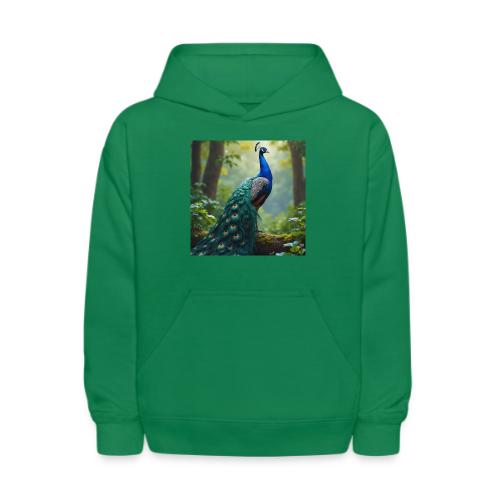 Majestic Peacock in Enchanted Forest - Kids' Hoodie