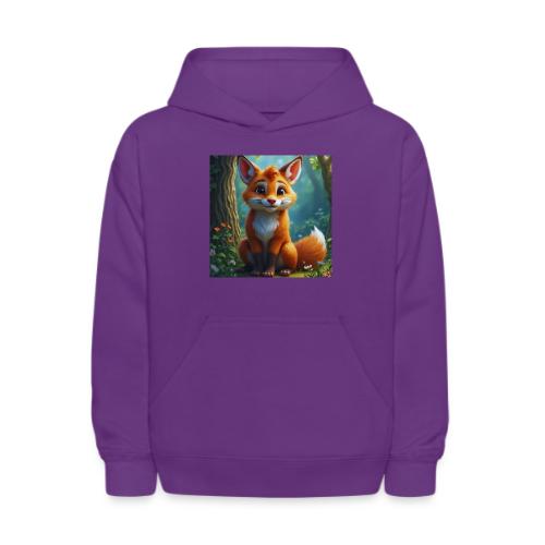 Magical fantasy fox in enchanted forest scene - Kids' Hoodie