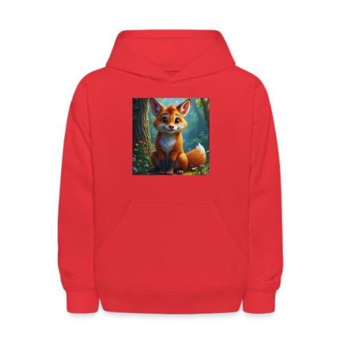 Magical fantasy fox in enchanted forest scene - Kids' Hoodie