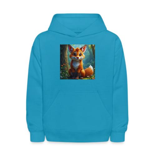 Magical fantasy fox in enchanted forest scene - Kids' Hoodie