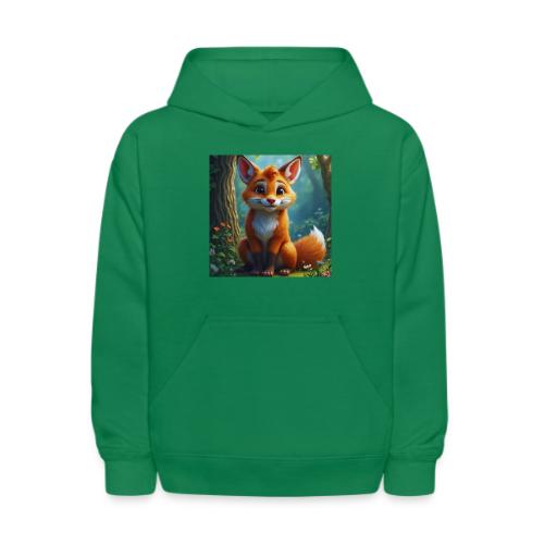 Magical fantasy fox in enchanted forest scene - Kids' Hoodie