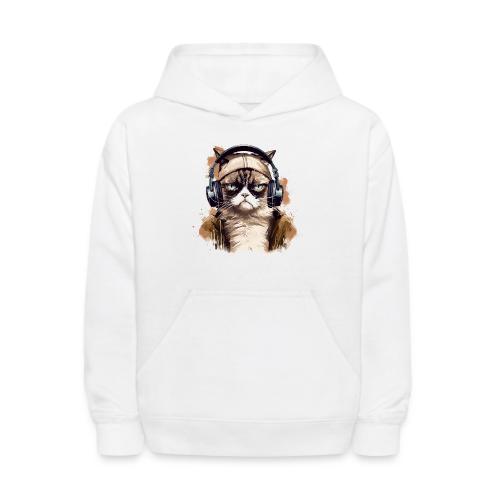 Funny Cat - grumpy face - Kids' Hoodie