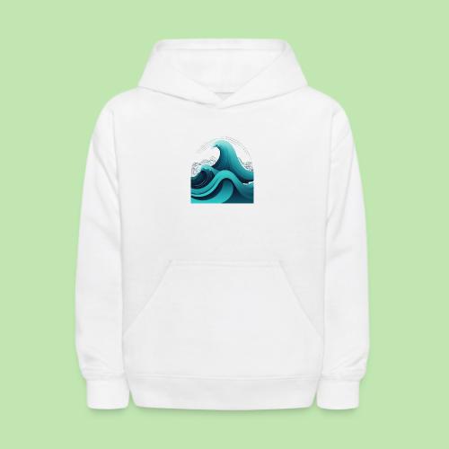 Dynamic Ocean Wave Illustration - Kids' Hoodie