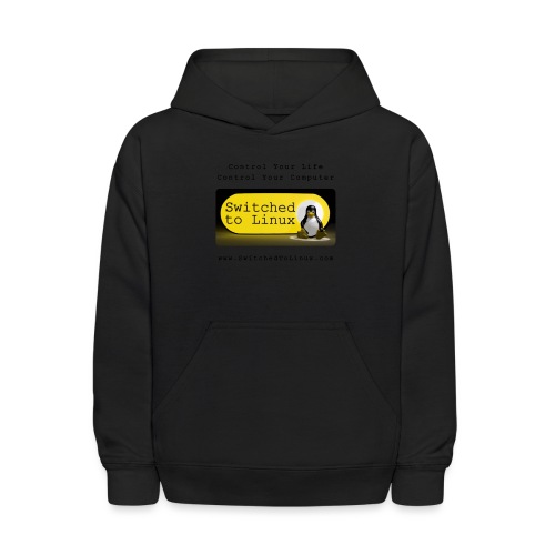 Switched to Linux Logo with Black Text - Kids' Hoodie