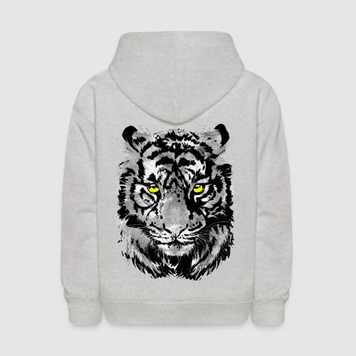Gray Tiger Head Drawing - Black and white Tiger - Kids' Hoodie