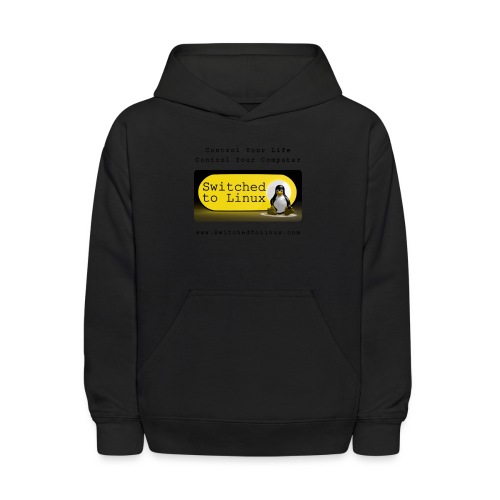 Switched to Linux Logo with Black Text - Kids' Hoodie