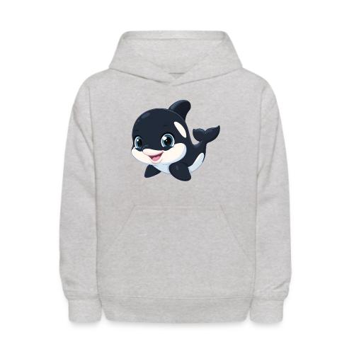 Playful Cartoon Baby Orca with Sweet Smile - Kids' Hoodie