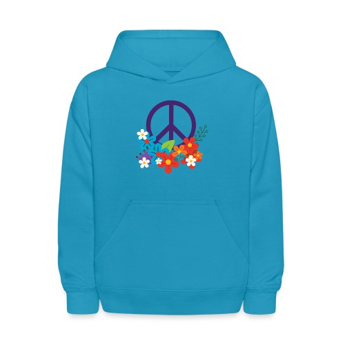 Hippie Peace Design With Flowers - Kids' Hoodie
