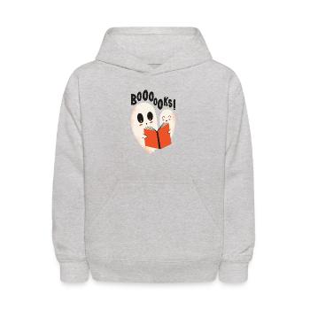 Funny ghosts reading books Boooo becomes booooks - Kids' Hoodie - heather gray - Front