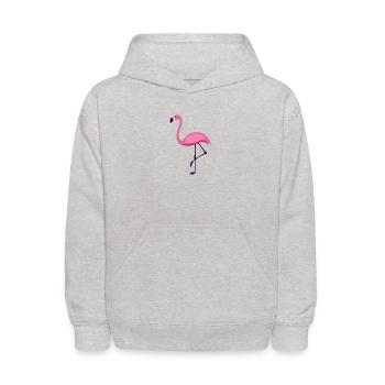 flamingo wildlife standing pink beak pink - Kids' Hoodie - heather gray - Front